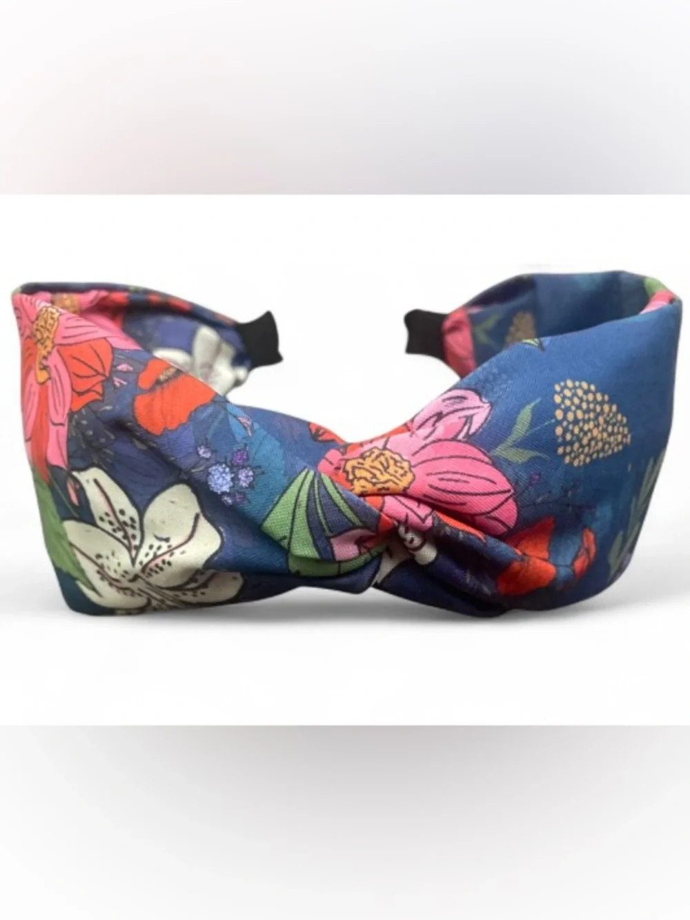 Blue Floral Top Knot Headband - Brand New